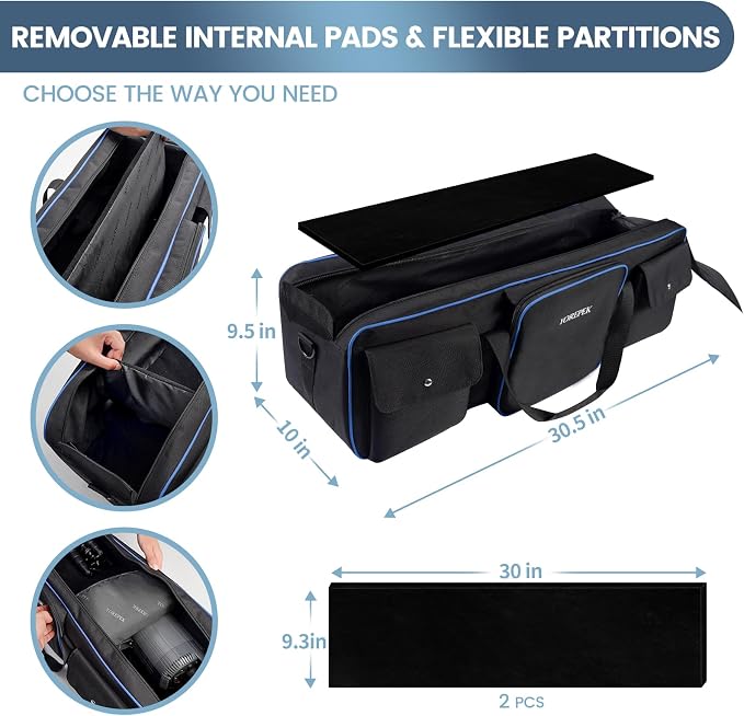 YOREPEK 30.5" Heavy Tripod Carrying Case Bag with 2 Padding Protective Pads | Large Photo Studio Equipment Case for Tripods, Monopods, Speaker Stands, Boom Stands, Camcorders, and Mic Stands, Travel - Image 2