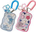2 Pieces Creative Lucky Stars Photocard Holder Keychain Protective Sleeves - Transparent Cover Case for Bus Card, Student ID, and Photo Display (Rose Red, Blue) by Unknown