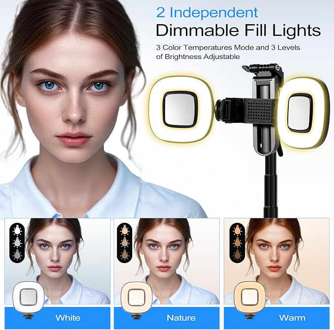 3-in-1 Mini Tripod, Selfie Stick for iPhone for 4-7 Inch iOS/Android Phones | Tripod for Iphone with Remote Control and Fill Light, Lightweight Travel Tripods for Selfie Video Recording - Image 7
