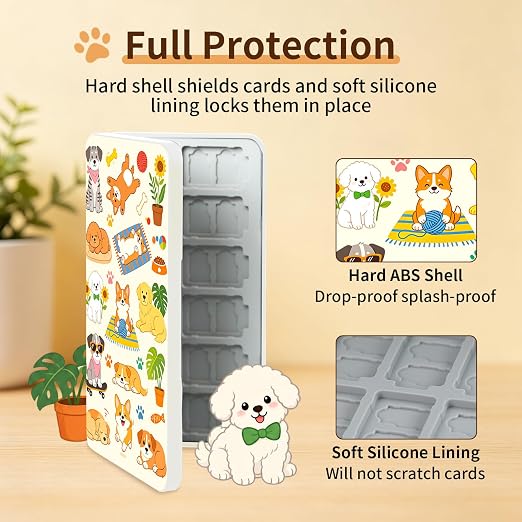 PERFECTSIGHT Switch Game Card Case for Nintendo Switch 2/ Lite / OLED, Switch 2 Game Holder Cartridge Case for 24 Game Cards and 48 SD Cards, Cute Kawaii Portable Compact Storage Box, Dog - Image 5