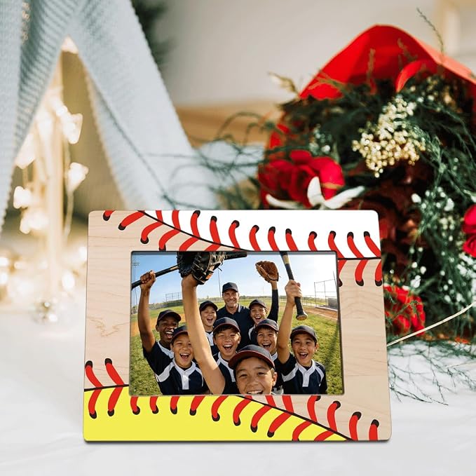 Baseball Picture Frame, Sports Photo Frame, Tabletop Display Frames for Baseball Players and Coaches, Sports Decor for Home Office Bedroom, Insert 4x6 Inches Photos - Image 3