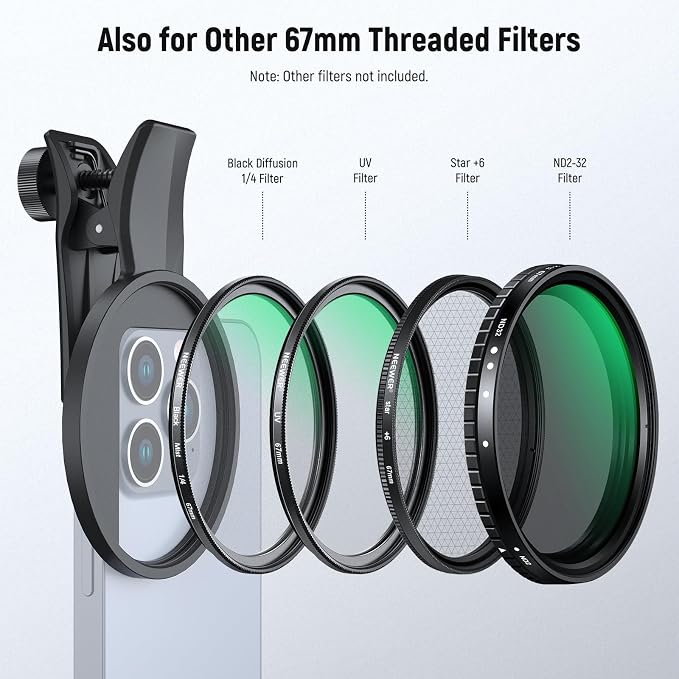 NEEWER 67mm Clip On CPL Filter, Circular Polarizing Polarizer Phone Camera Lens Photography Accessories Kit Compatible with iPhone 17 16 15 Pro Max Plus 16e 14 13 mini, FL-B23 - Image 4