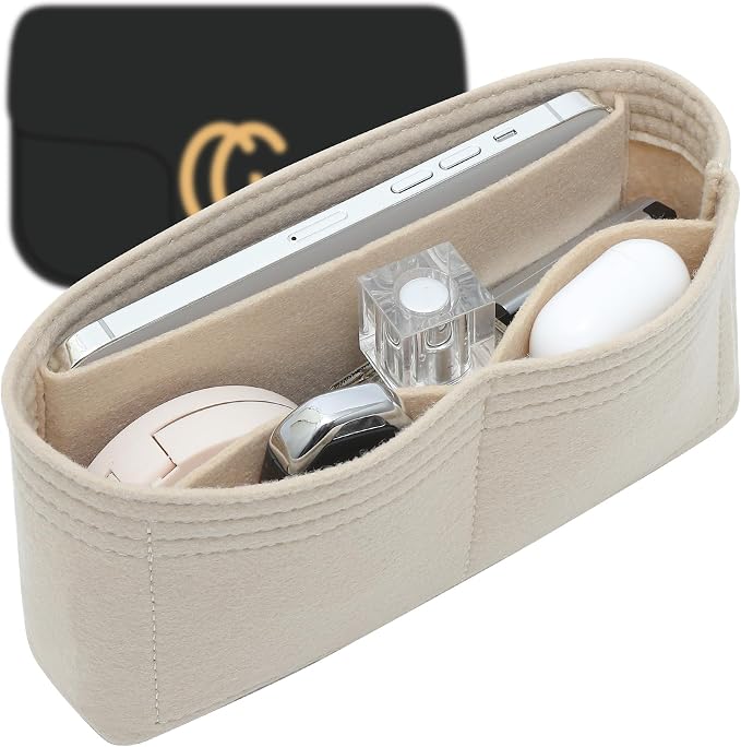 Felt Purse Organizer Insert for GG Marmont Matelasse Medium Shoulder Bag and More, Handbag Tote Organizer Liner Pouch for Women Bag(Beige,Medium) by OAIKOR