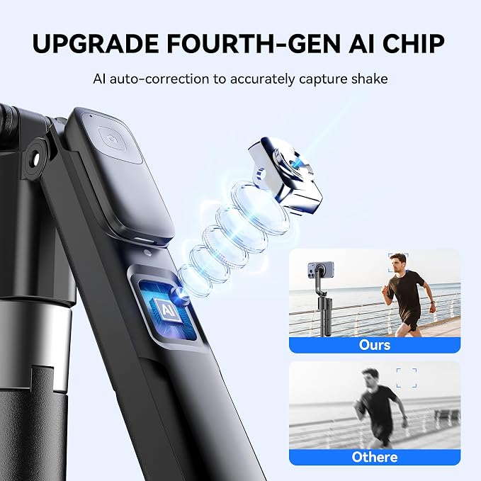 Magnetic Auto Face Tracking Tripod, 70.9” Magsafe Phone Tripod with 360°Rotation 5-Gesture Control, Wireless Remote, Magnetic Mount, Ideal for Vlogging, Live Streaming, Travel and Content Creation - Image 4