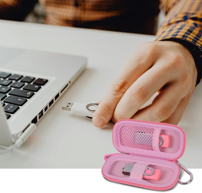 USB Flash Drive Case, SD Card/Thumb Drive/Memory Cards Holder, Bag Only | SDXC/SDHC Storage, Electronic Accessories Organizer for SanDisk / for Samsung, for Students/IT/Office/School/Travel, Pink - Image 9
