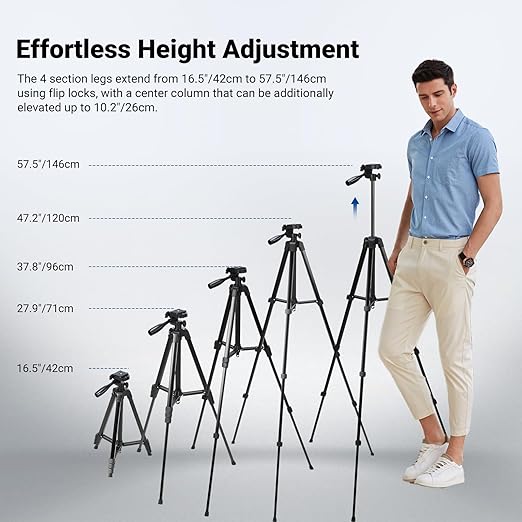 NEEWER Entry Level Version Tripod for Cell Phone & Camera, Metal Lightweight Portable Travel Stand with Cold Shoe Cellphone Holder Mount Compatible with iPhone for Video Recording Filming, TP53 - Image 4