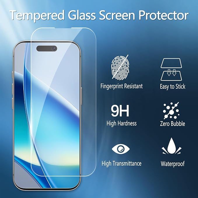 2 Pack Tempered Glass Screen Protector for iPhone 14 Pro 6.1-Inch | with 2 Pack Camera Lens Protector, Anti Scratch, Bubble Free, Case Friendly - Image 3