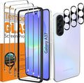 QsmQam 3 Pack Screen Protector for Samsung Galaxy A37 5G + 3 Pack Camera Lens Protector, Ultra HD Tempered Glass, 9H Hardness, Anti Scratch, Easy Installation - Case Friendly by QsmQam
