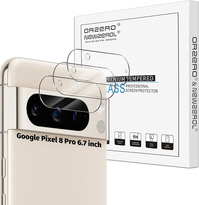 Orzero (3 Pack Camera Lens Protector Compatible for Google Pixel 8 Pro 6.7", Protector de Cámera Glass High Definition Anti-Scratch Case Friendly Does Not Affect Temperature Sensor (Not for Pixel 8) by JumpIntoOrzeroLet%E2%80%99sExploreLikeNeverBefore