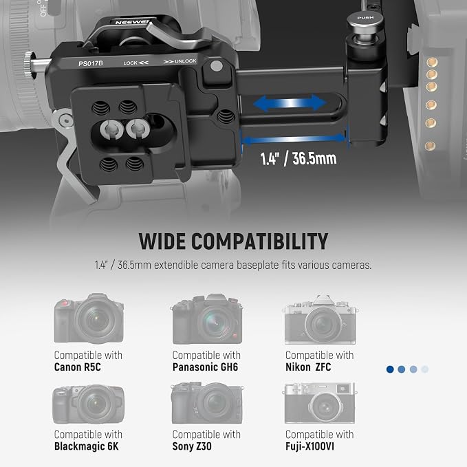 NEEWER V Mount Battery Plate, Modular V Lock Adapter with Arca Type QR Plate, Portable Charger Holder PS099E Compatible with DJI RS4 RS3 Gimbal Camera Cage Video Rig Accessories, PS017B - Image 6