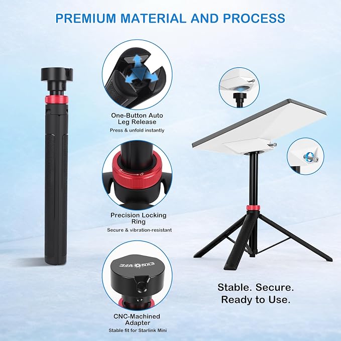 Portable Starlink Mini Tripod Stand, 0.72 lb Lightweight Ground Mount | Ultra-Light, Packable, Wind-Resistant, Aviation Aluminum, Anti-Slip Feet, for Backpacking RV Travel - Image 4