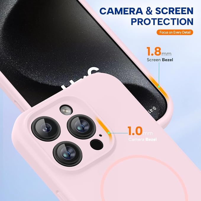 miracase Magnetic for iPhone 15 Pro Max Case, [Soft Anti-Scratch Microfiber Lining], Compatible with MagSafe, Liquid Silicone Case Shockproof Drop Protection Phone Case for 15 ProMax, Sand Pink - Image 7
