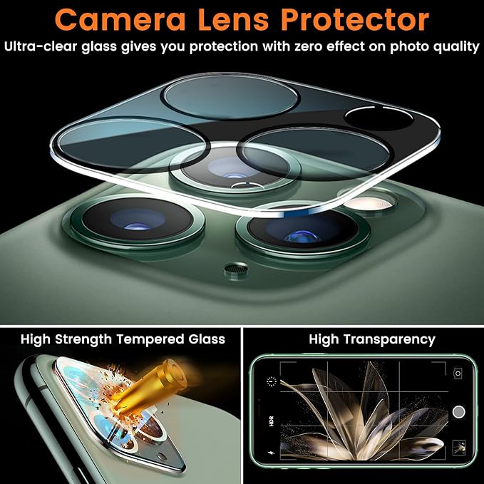 Lesakit 3+3 Pack Privacy Screen Protector for iPhone 11 Pro Max 6.5-Inch with 3 Pack Camera Lens Protector, Anti Spy Tempered Glass Film 9H Hardness Bubble Free Case Friendly - Image 5