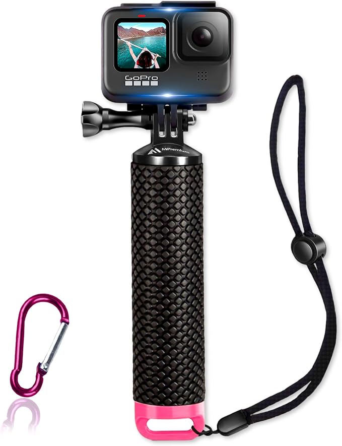 Floating Hand Grip Waterproof Monopod for GoPro Hero 13 12 11 10 9 8 7 6 5 | Compatible With Insta360 Hero Session Handler & Handle Mount Accessories Kit for Water Sport & Action Cameras (Rose Red) by MiPremium
