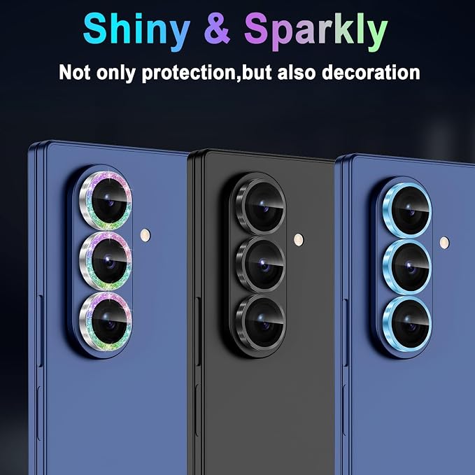 Meshine for Samsung Galaxy Z Fold 8 Ultra Camera Lens Protector,Scratch Proof,Strong Adsorption,9H Hardness with Metal Ring Camera Cover,Case Friendly,Accessories Lens Protector,Glitter Colorful - Image 7