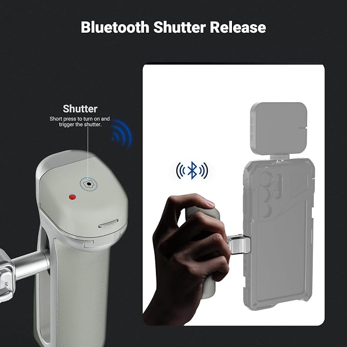 NEEWER Quick Release Bluetooth Side Handle with Cold Shoe & 360° Rotation, Compatible with Blackmagic Camera App for Focus Zoom iPhone 17 Pro Max 16 S25 Ultra Phone Cage Accessories, PA148E (Silver) - Image 4