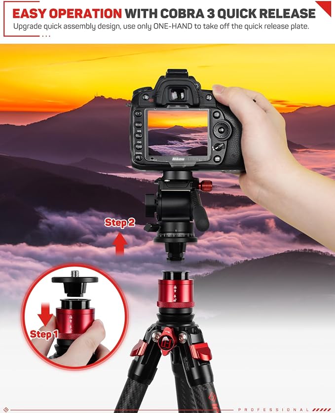 IFOOTAGE Cobra 3 Quick Release System Plate & Base CB3-QRM01 | Camera Quick Release Compatible with Cobra 3 Monopod, Universal 1/4"&3/8" Screw for Most Monopod Tripod Systems - Image 3