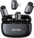BOYA mini 2 Wireless Lavalier Microphone for iPhone 5-17 & Android Phone | AI Noise Cancellation, 48kHz/24bit, 30H Battery with Charging Case for Video Recording, Vlogging, Live Streaming, Interviews by BOYA