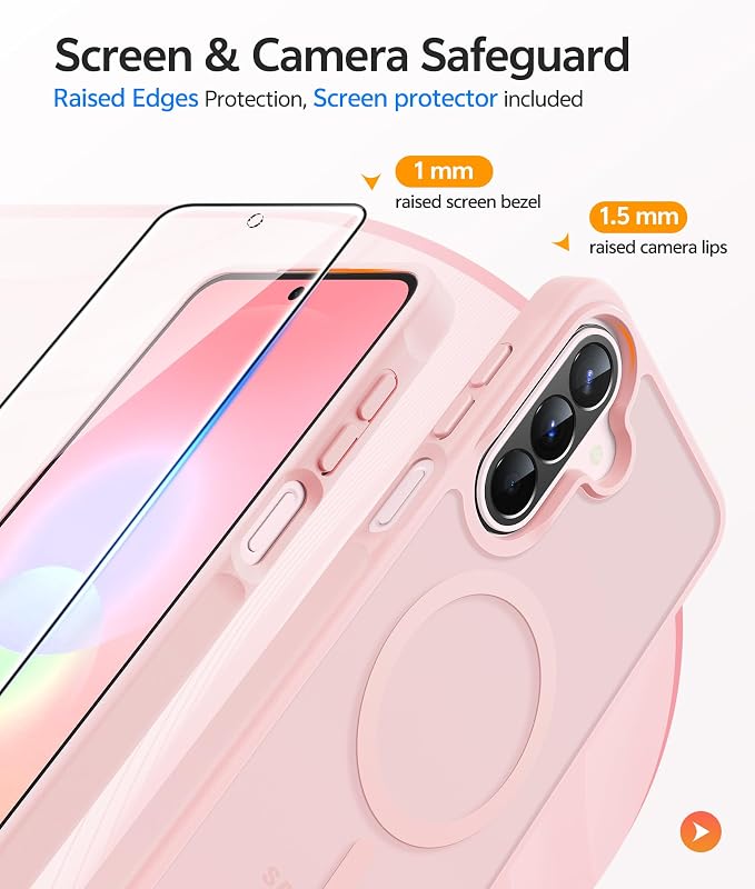 FNTCASE for Galaxy A27 5G Phone Case, Fit for Magsafe, Screen Protector | Translucent Matte, 14FT Military Grade Drop Protection, Slim Shockproof Protective, for Samsung A 27 4G Cover, Light Pink - Image 4