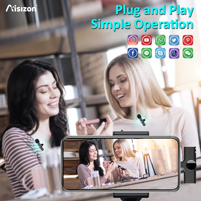 Wireless Lavalier Microphone for iPhone7-14, Wireless Clip Mic, Clip on Microphone A3d, for iPhone, iPad, Computer, Zoom Meeting, Video Recording, tiktok - Image 3