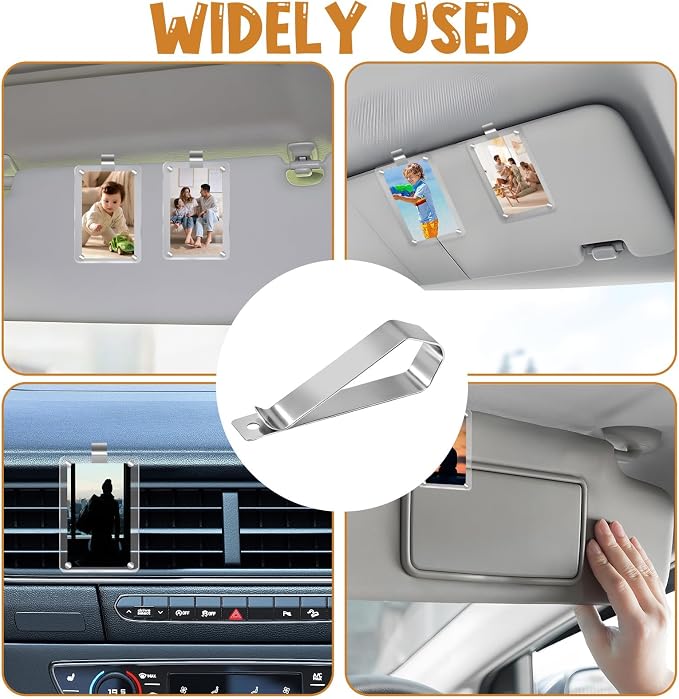 HINGTAI 6Pcs Car Sun Visor Photo Frames, Visor Clips for Cars DIY Sunshade Photo Frame Clip Stainless Steel Material, Not Easy to Damage Strong Hold Accessory for Car, Home & Office - Image 7