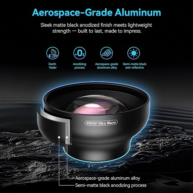 Upgraded Professional Macro Lens for Smartphone, HB100U Macro Photography Lens for iPhone, Aluminum Phone Camera Lens Kit with Universal Clip. Phone Lens Attachment Fit for iPhone, Android Phone. - Image 7