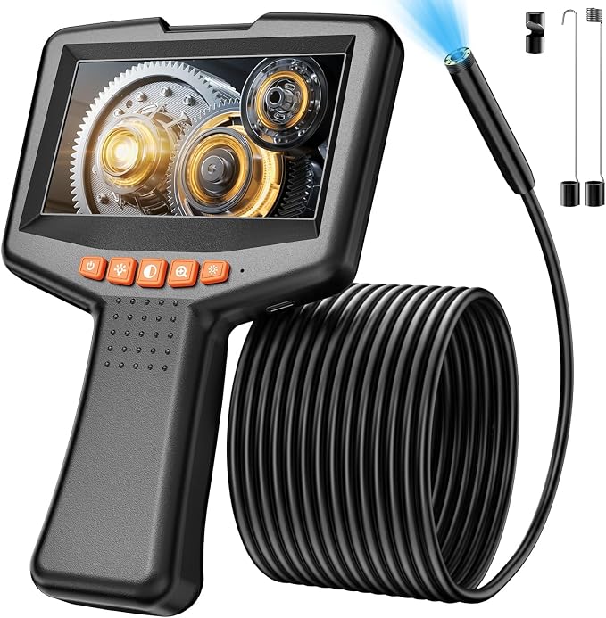 Endoscope Camera with Light: 4.3" 1080P HD Inspection Borescope Camera for Sewer - 16.4ft Waterproof Industrial Endoscope - Flexible Snake Bore Scope for Plumbing Automotive by TGJOR