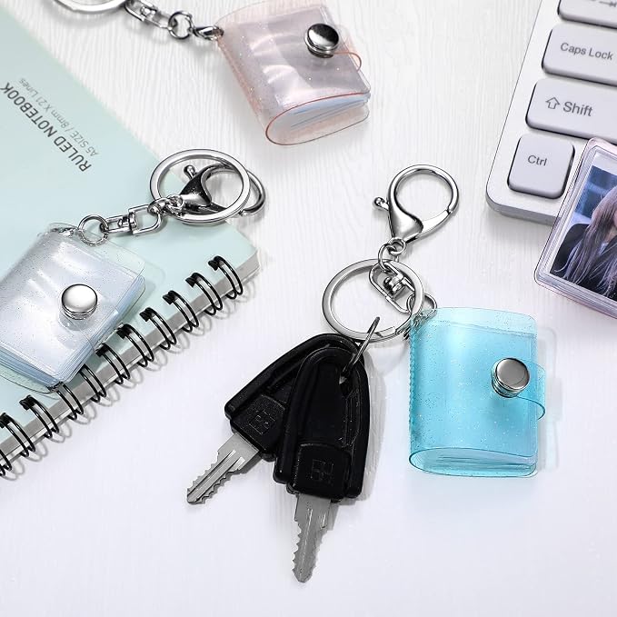 Crtiin 4 Pack 1 Inch Mini Small Photo Album 16 Pockets Photo Storage with Keychain Mini Album Keychain for Picture Card Holder Storage Book Wedding Anniversary Birthday - Image 5