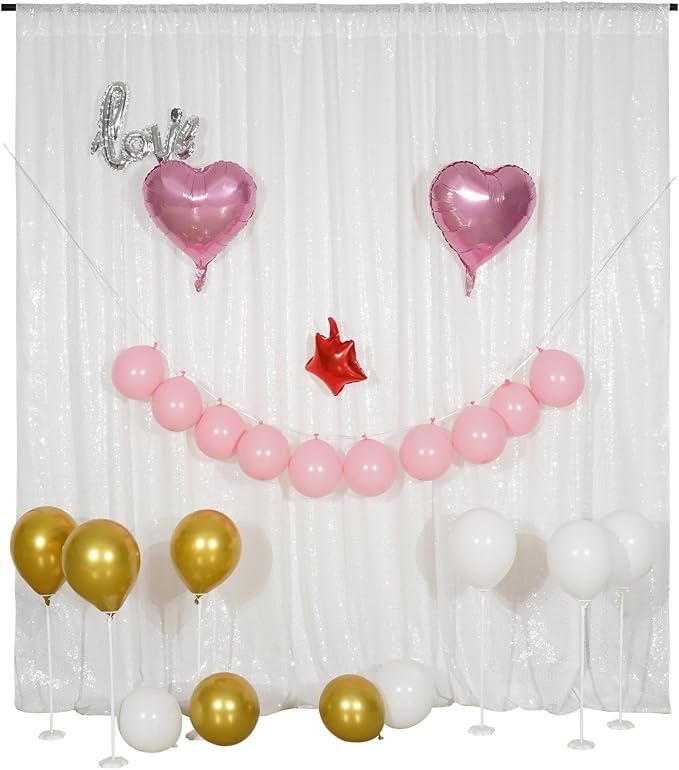 Poise3EHome White Sequin Backdrop, 10Ft x 10Ft Glitter Photography Background Curtains, Sequence Drapes for Party Baby Shower Wedding Birthday Christmas Thanksgiving Halloween Decoration - Image 8