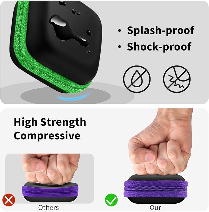 2 Pack Square Earbud Case Storage Bag with Carabiner, Purple/Green | Portable EVA Carrying Case, For Wired/Wireless Headphones, SD Card Storage, Camera Chip - Image 4