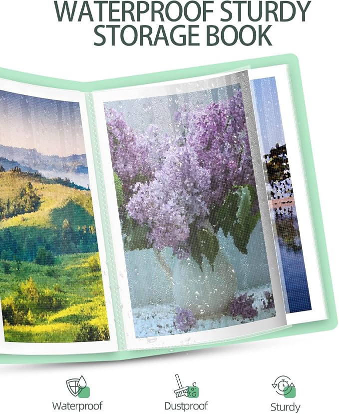 SXhyf A3 Diamond Painting Storage Book for 60 Diamond Painting Pics, Diamond Painting Accessories with 30 Pages Clear Sheet Protectors, Presentation Portfolio Folder for Artwork, 16.5x12.1in - Image 3