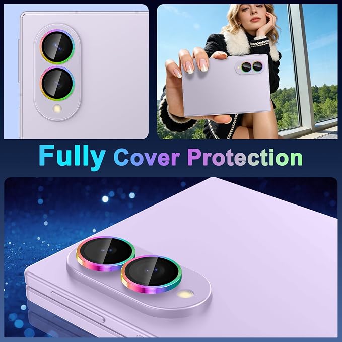 Meshine for Samsung Galaxy Z Fold 8 Camera Lens Protector,Scratch Proof,Strong Adsorption,9H Hardness with Metal Ring Camera Cover,Ultra Thin Case Friendly,Accessories Lens Protector,Colorful - Image 7