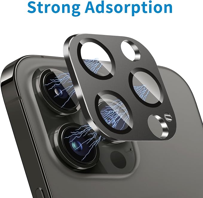 Camera Lens Protector for iPhone 13 Pro/iPhone 13 Pro Max Metal Camera Cover Film, 9H Tempered Glass, Anti-Scratch, Case Friendly - Graphite - Image 4