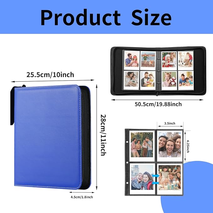 Polaroid Photo Album Book with 240 Pockets 3.5x4.25 Inch Pictures Fits for Polaroid i-Type, 600, SX-70，Go instant photos and Fujifilm Instax Wide Square Photos（Marine Blue） - Image 2