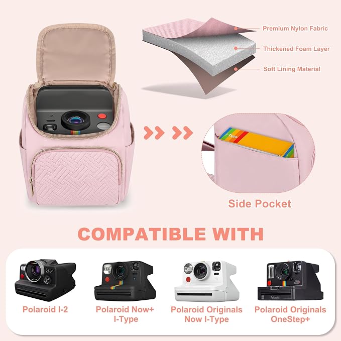Camera Sling Bag Compatible with Polaroid Now, Flip, Now+, Go Gen2 | Crossbody Camera Case with Adjustable Strap, Multiple Pockets for Instant Film Camera Bag, Protective Carrying Bag - Image 2