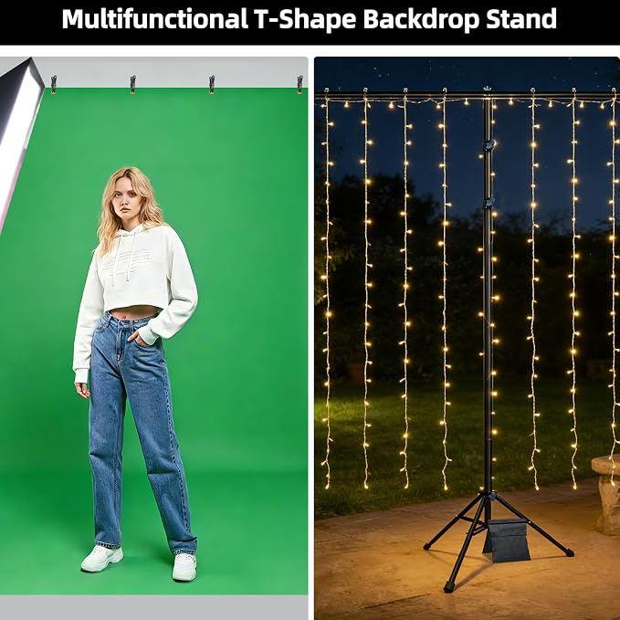 Hemmotop Adjustable Backdrop Stand 10x8.5ft Heavy Duty | With 2 Sandbags, 7 Widths, Assembles to T-Shaped Stand, for Banner, Projector Screen, Balloon, Ideal for Wedding, Birthday - Image 5