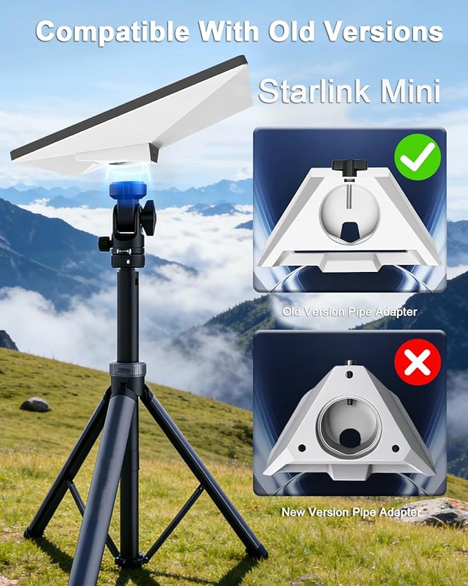 Starlink Mini Pipe Adapter Kit with 1/4"-20 Tripod Mount Adapter, Replacement Mount Works for Starlink Mini, Fits Tripods, Camera Stands & Clamp Mounts, Portable Solution for RV, Camping & Outdoor - Image 4
