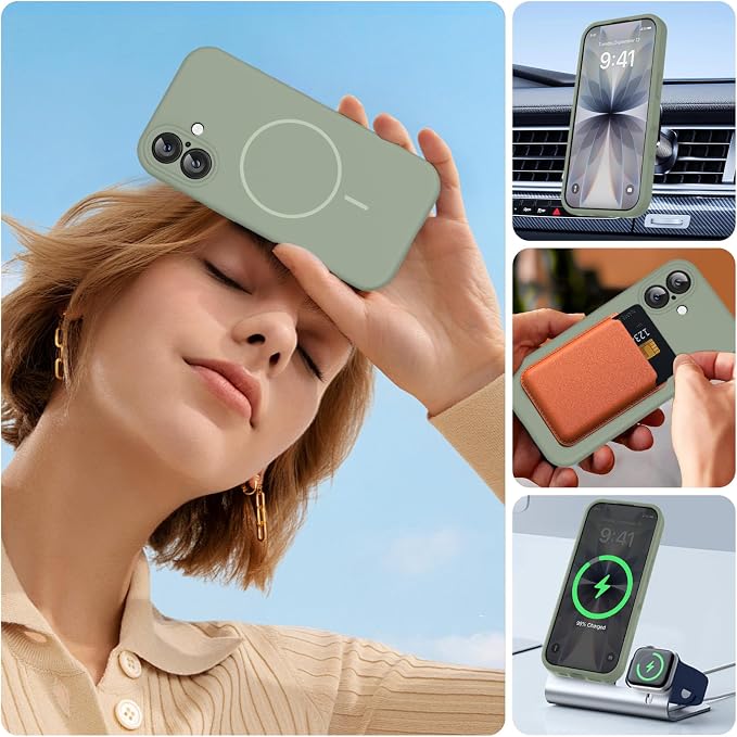 Miracase Silicone & Magnetic for iPhone 17 Case, Patina Green | Compatible with MagSafe, Silicone Camera Control Cover, Soft Microfiber Lining, Shockproof Drop Protection Phone Case for 17 - Image 6