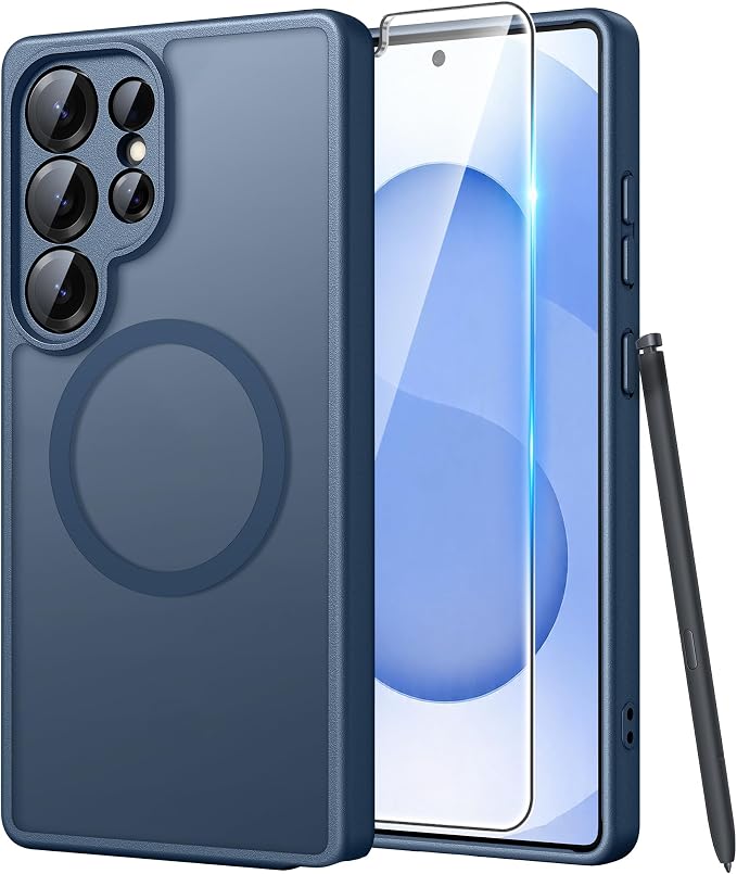 FNTCASE for Samsung Galaxy S25 Ultra Case, Compatible with Magsafe Blue | Screen Protector, Full Camera Protection, Translucent Matte, 14FT Military Grade Drop Proof, Protective Phone Cover by FNTCASE