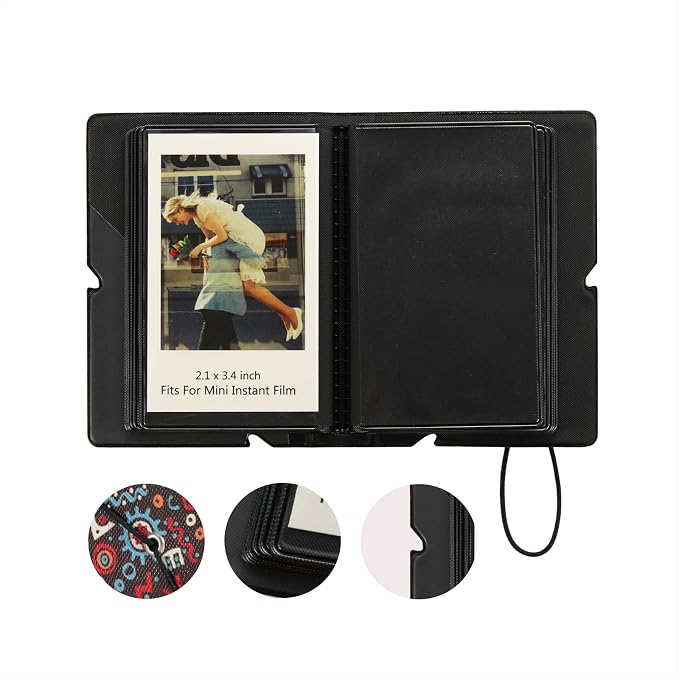 2x3 Instax Mini Photo Album, 28 Pockets. Simple Ethnic, 1PK | Portable Wallet Size Album Stores 2x3 inch Instant Photos. Fits Polaroid, Instax Mini, Kodak Mini Prints and Zink. - Image 3