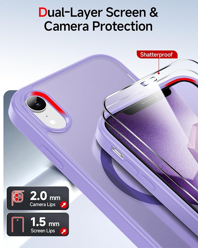 LeYi for iPhone-XR Phone Case Purple with Screen Protector X2 + Camera Cover X2:[ MagSafe Compatible] Magnetic Cases for i Phone 10 iphoneXR Military Grade Protective Funda para 10XR, Lavender Purple - Image 2