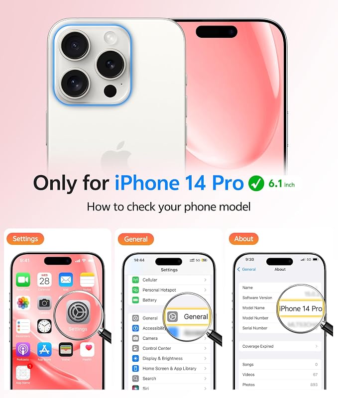 FNTCASE for iPhone 14 Pro Case, Compatible with Magsafe, Screen Protector | Full Camera Protection, Translucent Matte, 14FT Military Grade Drop Proof, Shockproof Protective Phone Cover, Light Pink - Image 2