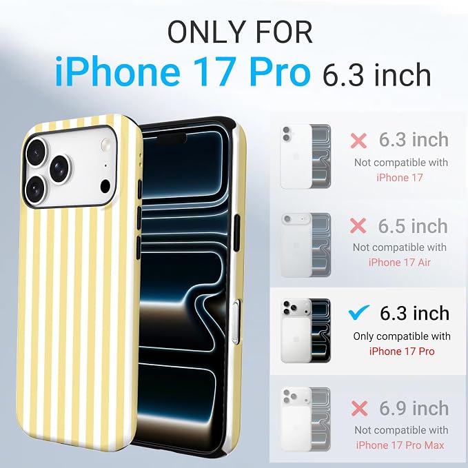 TPU Phone Case for iPhone, MagSafe Wireless Charging Compatible, Shockproof Slim Fit Protective Cover with Anti-Yellowing & Raised Camera Protection (Stripes 5, iPhone 17 Pro(6.3")) - Image 2