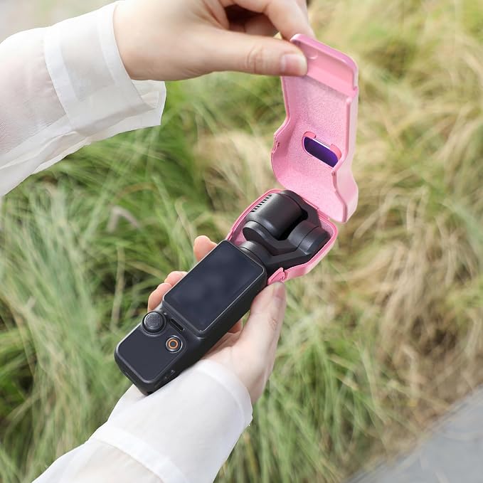 AMAZEAR Gimbal Screen Protective Cover for DJI OSMO Pocket 4/3/Xtra Muse, Pocket4 Accessories Portable Lens Cap Hard Case with Soft Lining for Carry/Protection/Storage, Quick Open/Close, Pink - Image 6