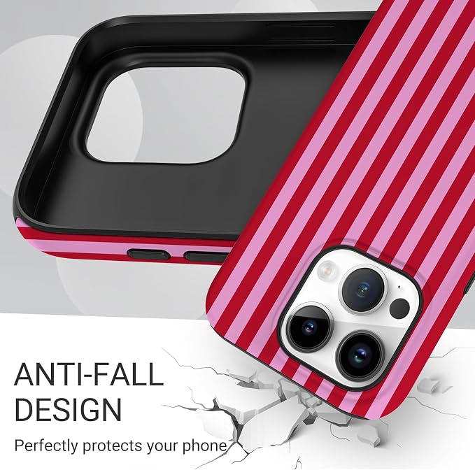 TPU Phone Case for iPhone 14 Pro, MagSafe Wireless Charging Compatible, Shockproof Slim Fit Protective Cover with Anti-Yellowing & Raised Camera Protection (Stripes 4, iPhone 14 Pro) - Image 5