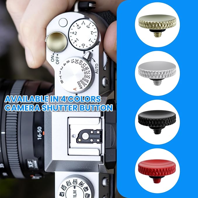 SDTC Tech 4 Pcs Fuji Shutter Release Button Accessories | Copper Camera Soft Shutter Button Fits for Fuji X-T3 X100 X100S X-T10 X-T20 X-T30 Xpro1, 4 Color (Red/Black/Silver/Golden) - Image 6