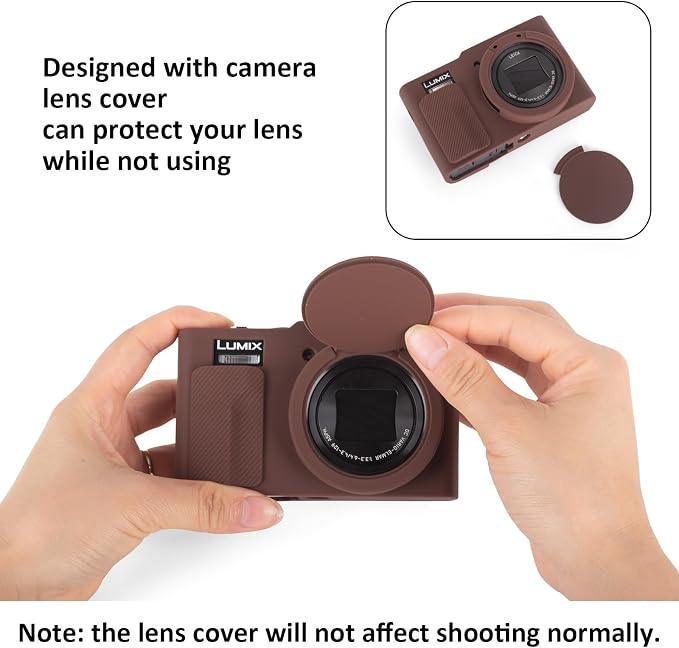 MUZIRI KINOKOO Silicone Sleeve Compatible for Panasonic Lumix ZS99 Camera - Soft Protective Cover for DC-ZS99/TZ99 Digital Camera with Removable Lens Cover - Anti-Slip & Anti-Scratch - Coffee - Image 4