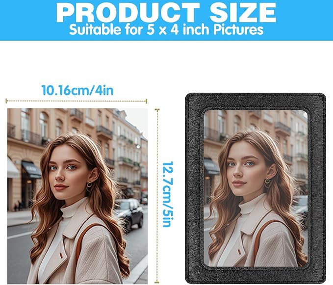 Leather Car Visor Picture Holder Photo Clip Fits 5-Inch Car Picture Frame Displays Your Photographs Sun Visor Car Photo Holder Black Both Horizontally And Vertically, Photo Car Visor Clip for Vehicle - Image 2