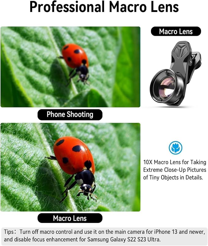 Evil eye 10X Macro Phone Lens Kit for Smartphone with Universal Clip, Professional Macro Photography Lens for iPhone, Samsung and Most of Android Smartphone - Image 3
