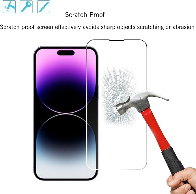 Ailun Screen Protector + Camera Lens Protector for iPhone 14 Pro, 3+3 Pack | 6.1 Inch, Sensor Protection, Dynamic Island Compatible, Case Friendly, Tempered Glass Film, HD - Image 5